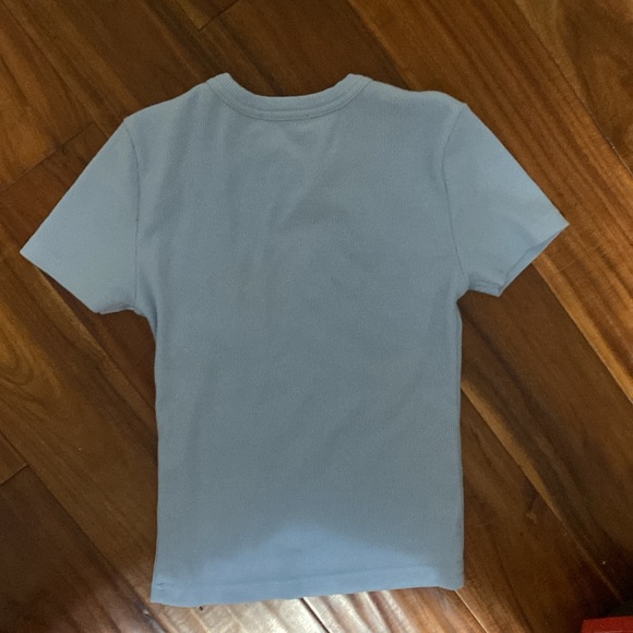 Blue ribbed fitted tee - Picture 2 of 3